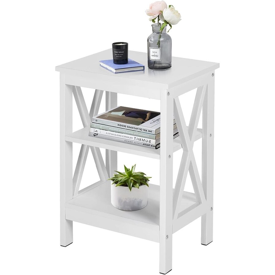 VECELO Modern Nightstand with 3 tier Storage Shelves