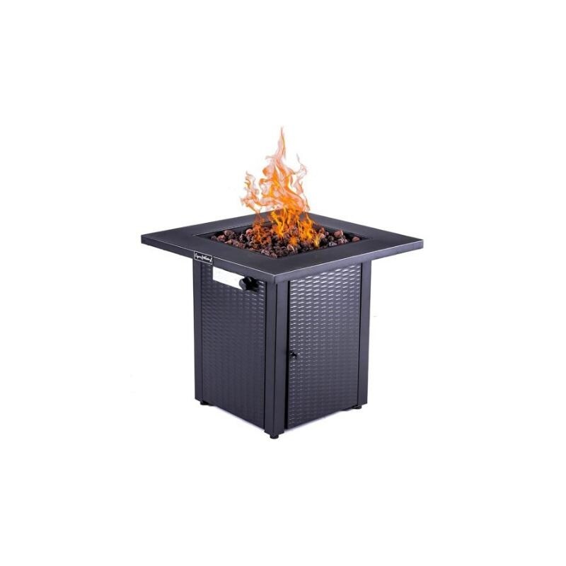 Rattan   Wicker Look Outdoor Propane Gas Fire Pit Table with 28 inches