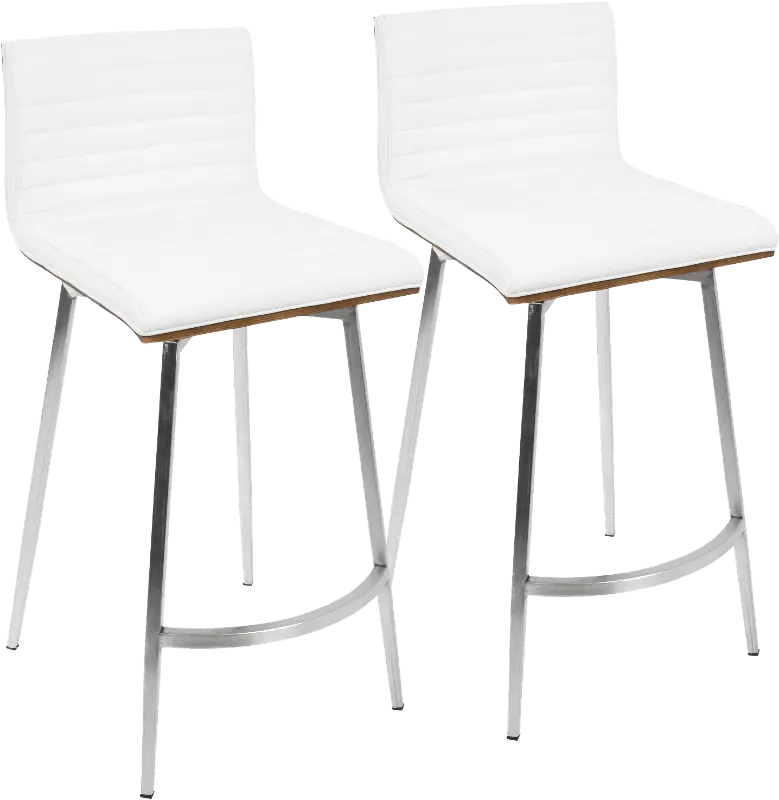 Contemporary White Swivel Counter Height Stool (Set of 2) - Mason