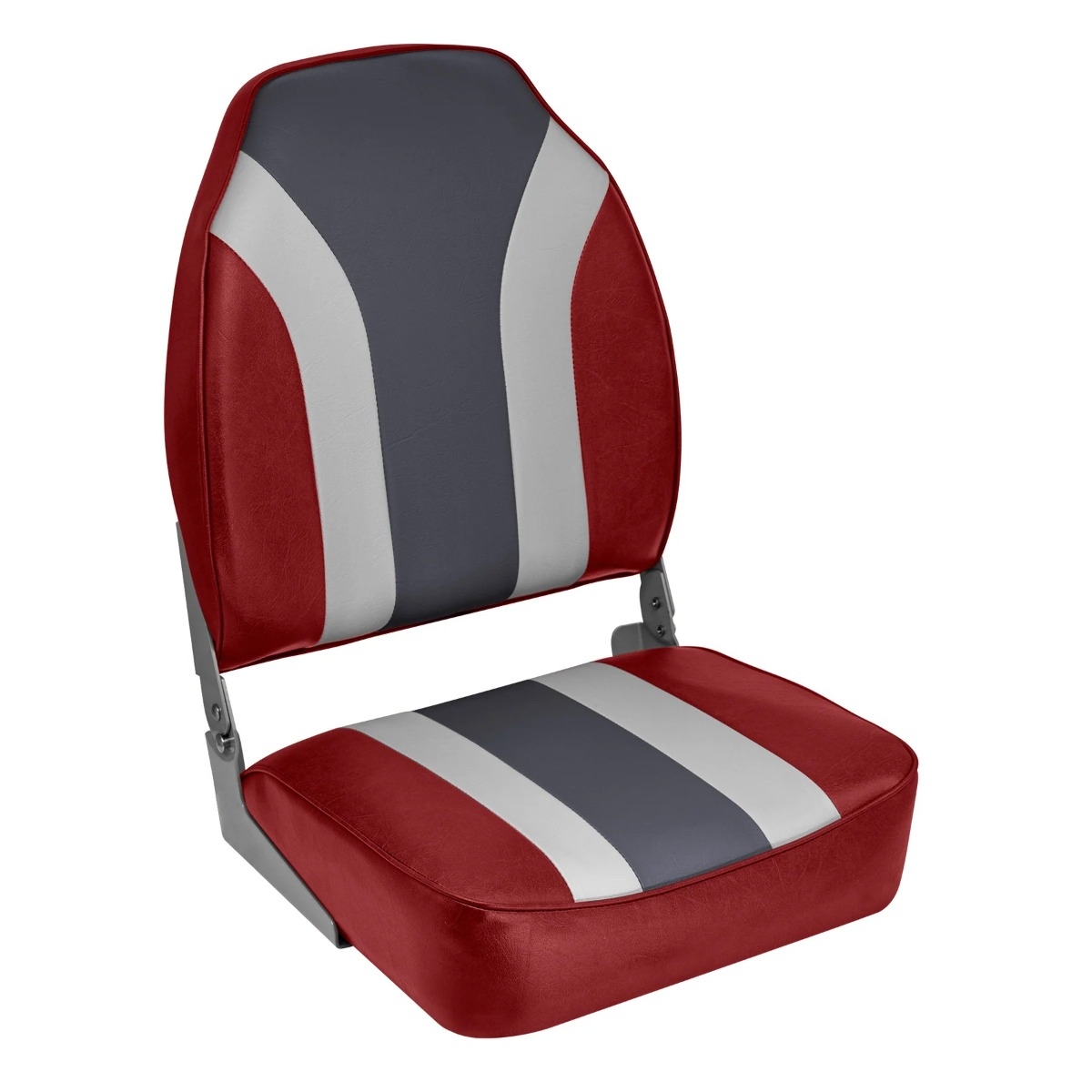 WISE 8WD1062LS Classic High Back Fishing Boat Seat - Red/Gray/Charcoal