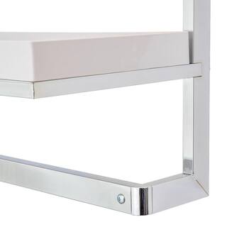 DANYA B Mindy 16 in. Chrome and ABS Towel Rack and Decorative Wall Shelf HA80581