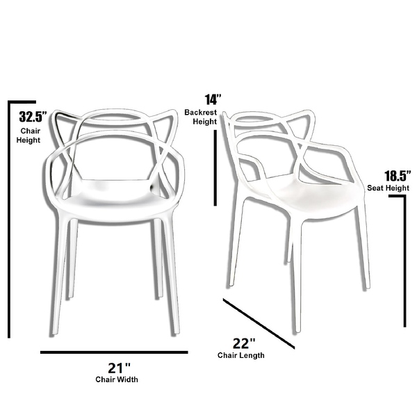 Modern Stackable Geometric Molded Dining Armchairs (Set of 2)