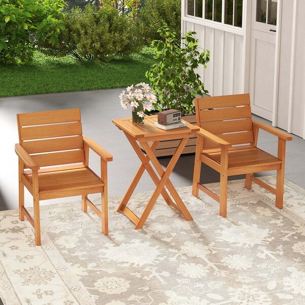 Costway 2 PCS 20 Inch Patio Folding Table Outdoor Hardwood Bistro