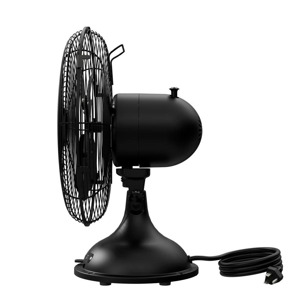 Hunter Classic 12 in. 3-speed Desk Fan in Matte Black with Non-slip Base and Easy-Carry Handle 97314