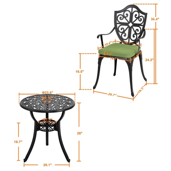 Outdoor 3Piece Bistro Set with 2.17