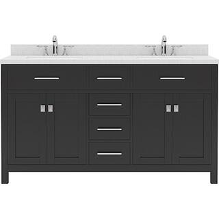 Virtu USA Caroline 60 in. W Bath Vanity in Espresso with Quartz Vanity Top in White with White Basin MD2060DWSQESNM