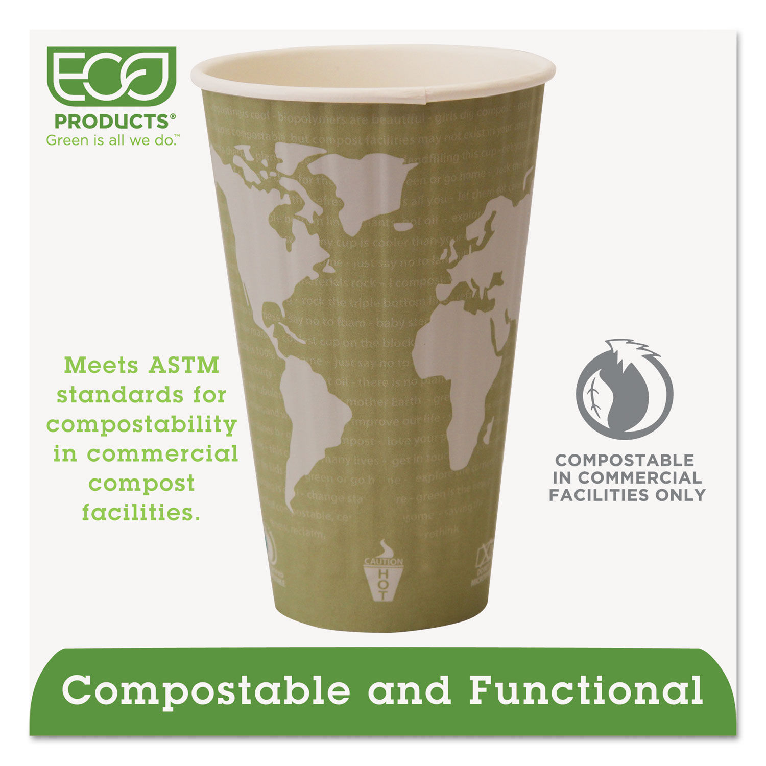 World Art Renewable and Compostable Insulated Hot Cups by Eco-Productsandreg; ECOEPBNHC16WD