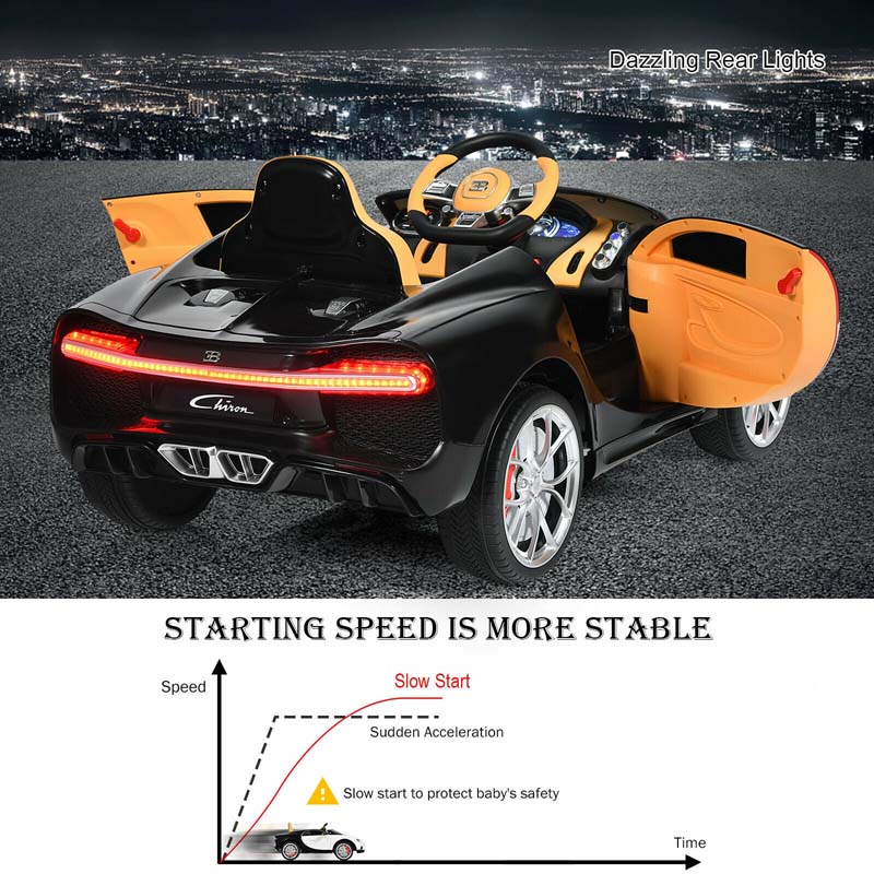 12V Licensed Bugatti Chiron Kids Ride on Car Battery Powered Electric Vehicle with 2.4G Remote Control