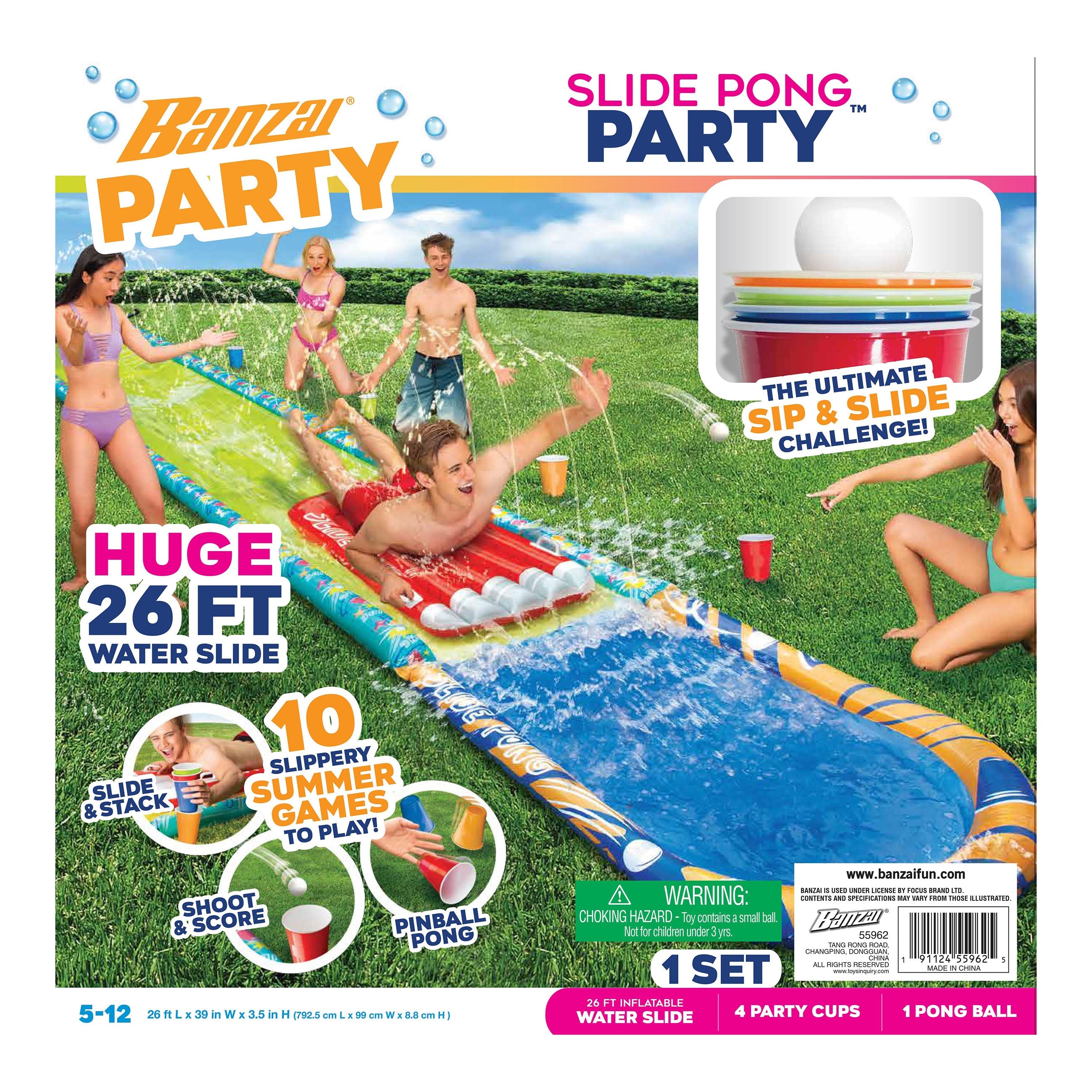 Banzai Slide Pong Party Water Slide Game - Outdoor Toy