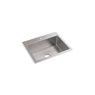 KOHLER Cursiva Stainless Steel 27 in. Single Bowl Top-MountUndermount Kitchen Sink K-RH28176-1-NA