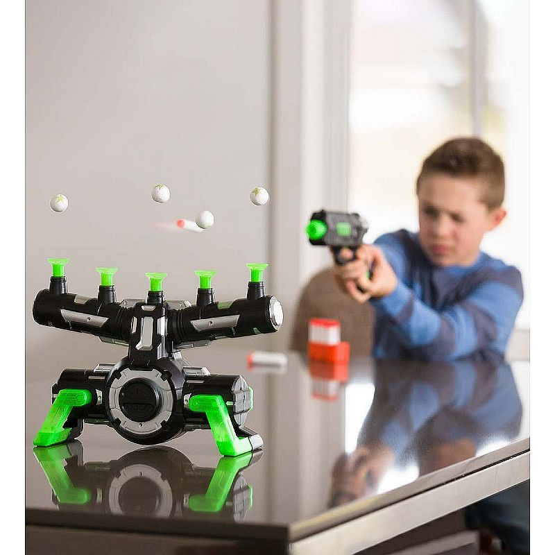 HearthSong Glow-in-the-Dark Air Target Game for Kids， Includes Two Air Blasters， 24 Soft Darts， and 20 Air Targets