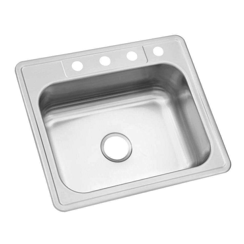 Glacier Bay 25 in. Drop in Single Bowl 20 Gauge Stainless Steel Kitchen Sink HDSB252284