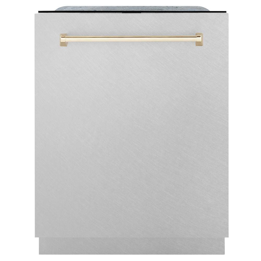 ZLINE Kitchen and Bath Autograph Edition 24 in. Top Control 6-Cycle Tall Tub Dishwasher w 3rd Rack in Fingerprint Resistant Stainless  Gold DWMTZ-SN-24-G