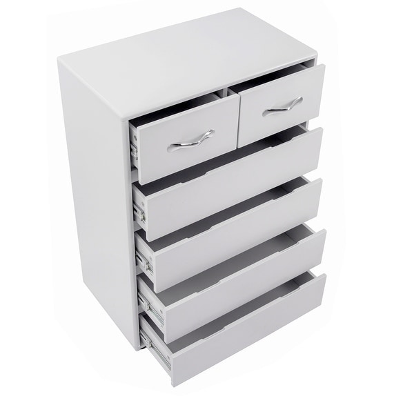 Six drawer side table-white