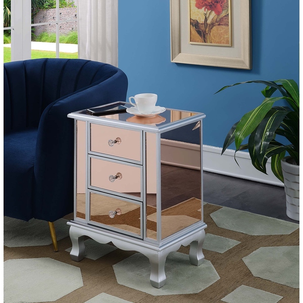 Silver Orchid Talmadge 3-Drawer Mirrored End Table