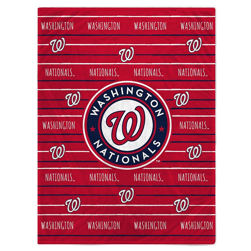 Washington Nationals 60'' x 80'' Logo Stripe Flannel Fleece Blanket