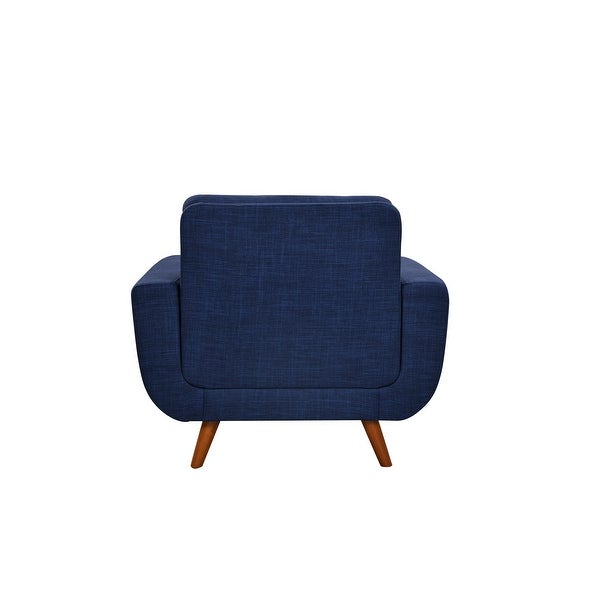 41 Linen Fabric Accent Chair， Modern Armchair Button Tufted Upholstered Accent Sofa Chairs for Living Room， Dark Blue