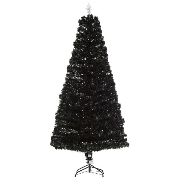 HOMCOM 7 ft. Prelit Christmas Tree with Stand，LED Christmas Tree with Lights