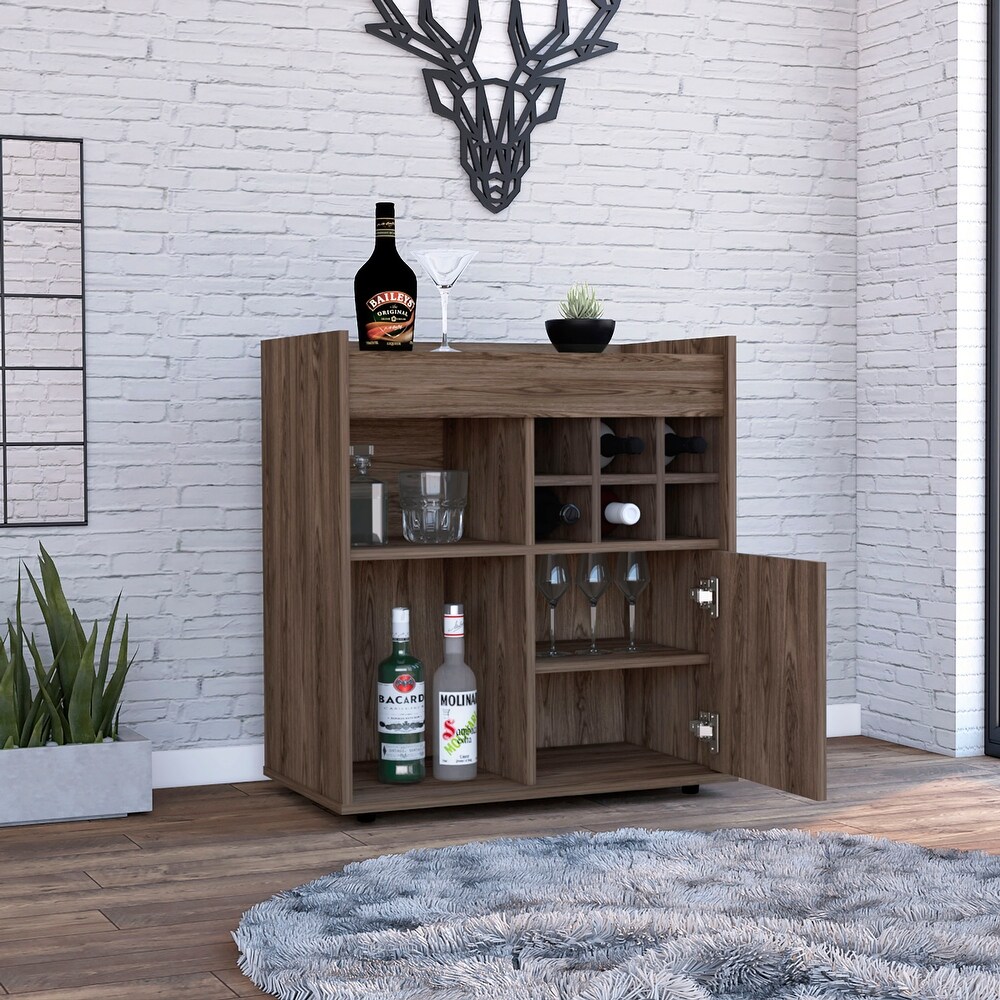 Bar Cabinet With Two Concealed Shelves And Six Wine Cubbies