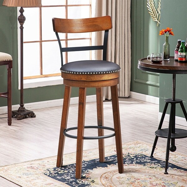 360-Degree Swivel Stools with Leather Padded Seat - 18