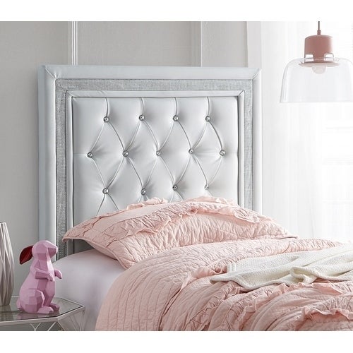 Tavira Allure Dorm Headboard - Glacier Gray with Silver Crystal Border - - 20303013