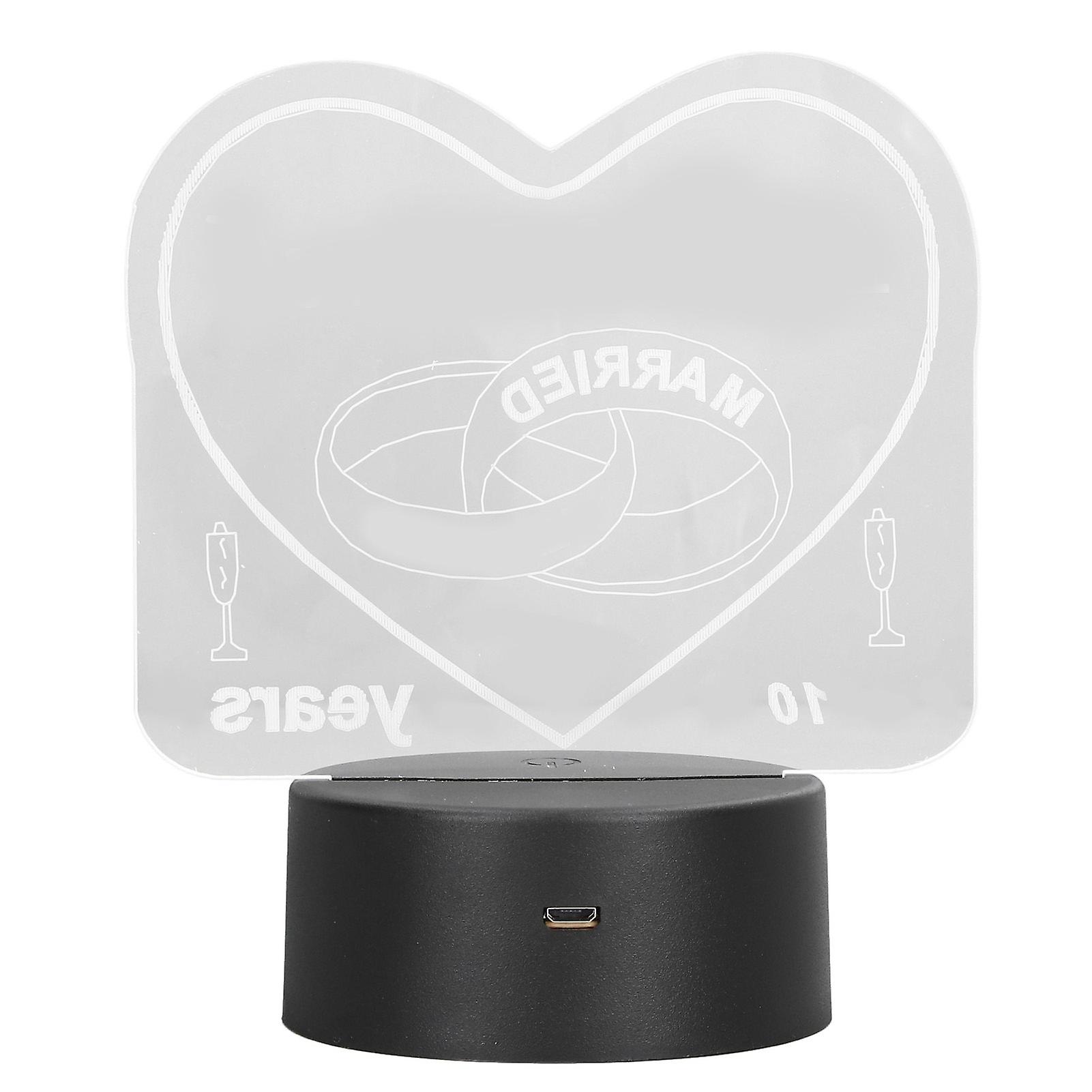 Romantic Heart Shape 3D Light 7 Color Touch Switch USB Powered Night Table Lamp for Valentine's Day Gift