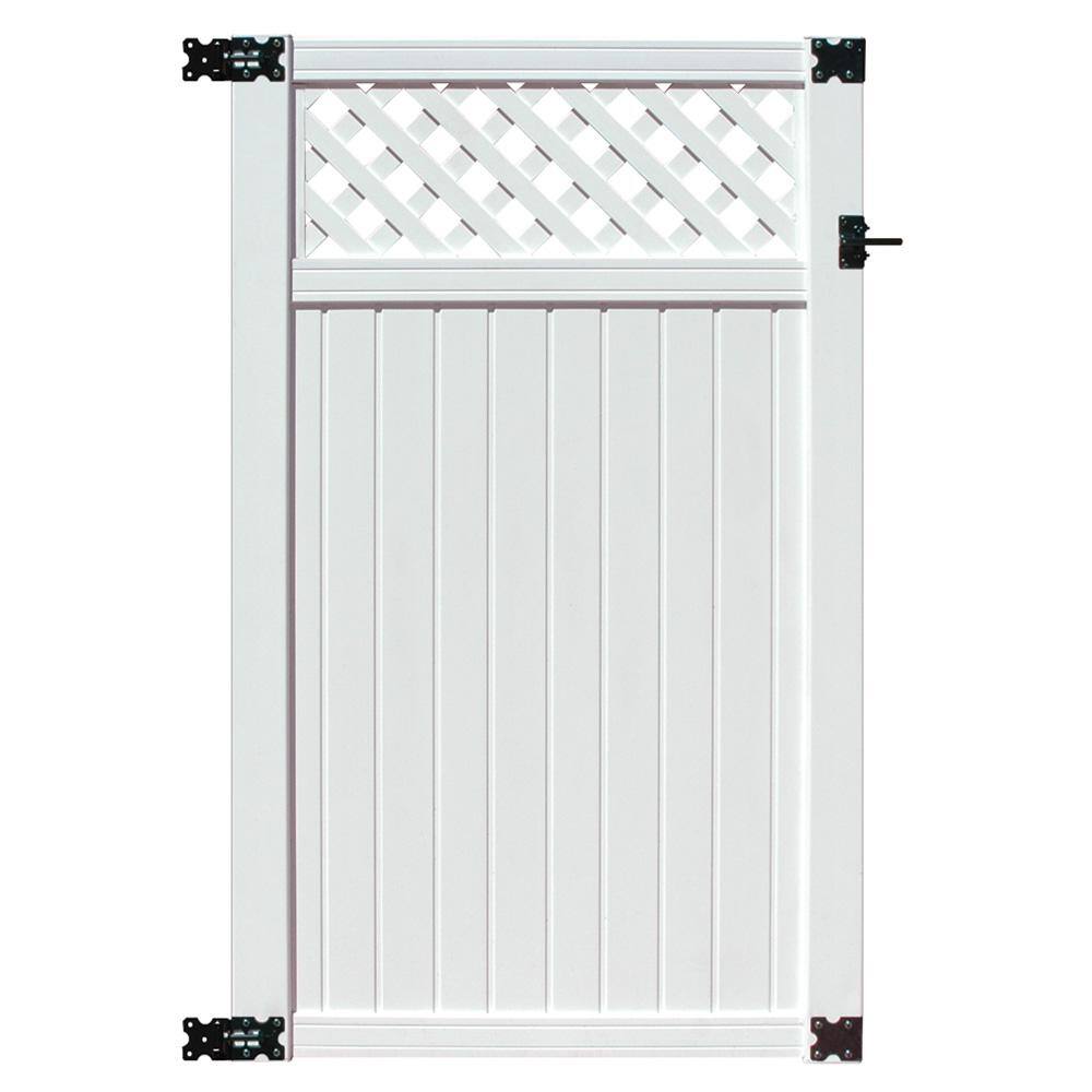 SIXTH AVENUE BUILDING PRODUCTS SUPPLYING THE WORLD Belfast 3.5 ft. x 6 ft. White Vinyl Lattice Top Fence Gate LBP8617