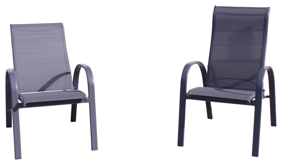 Courtyard Casual Santa Fe Alum Sling Reclining Chair  Set of 2   Transitional   Outdoor Lounge Chairs   by Courtyard Casual  Houzz