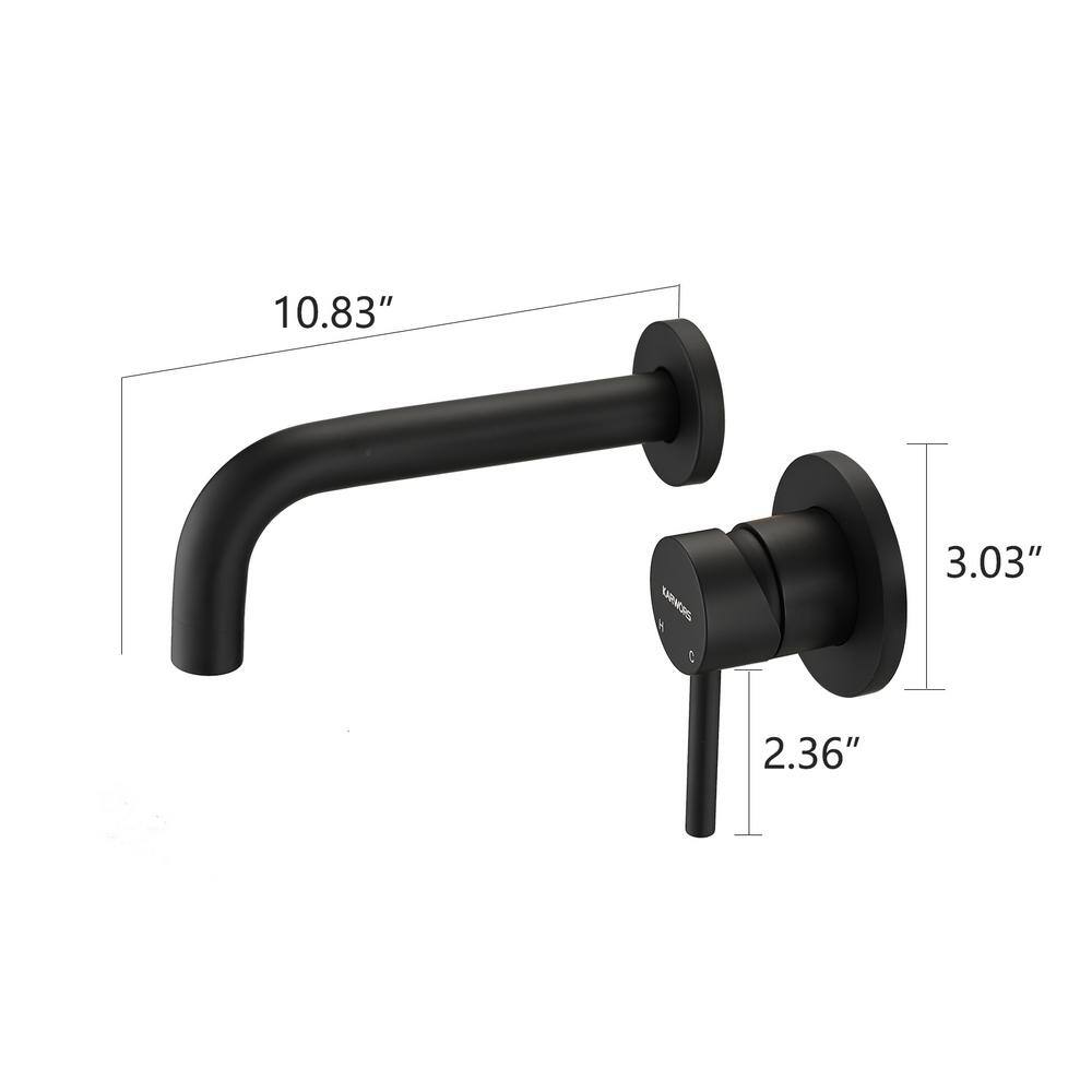 YASINU Karwors Single-Handle Elegant Spout Bathroom Wall Mount Faucet in Matte Black YN9021A-2-MB