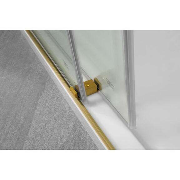 Frameless Double Sliding Shower Glass Door Gold 56...