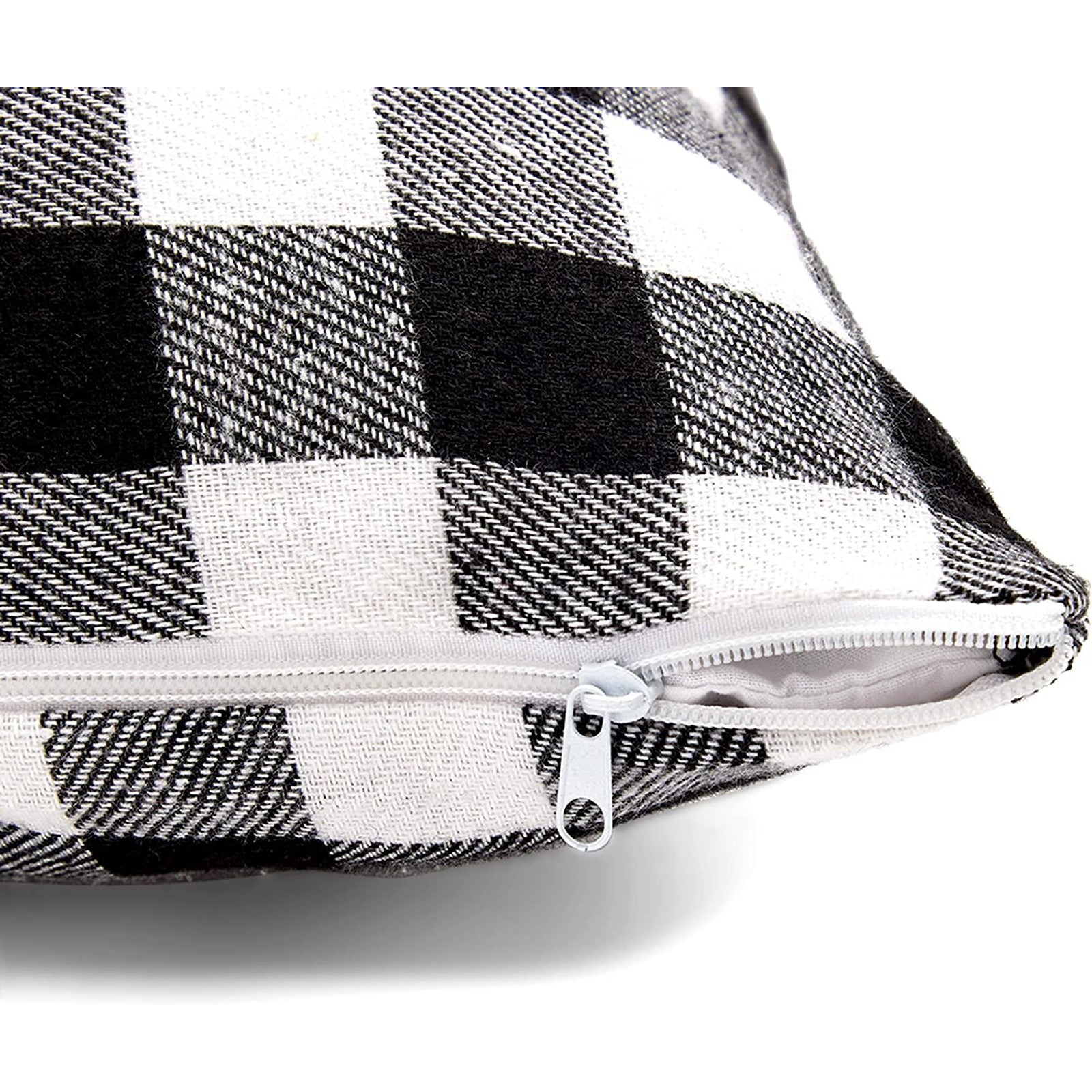 Set of 4 Black Plaid Decorative Throw Pillow Covers Cushion Case Protector 18 x 18 Square