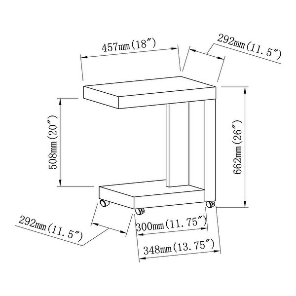 Furniture of America Otis Modern Mobile 18-inch 1-shelf Side Table