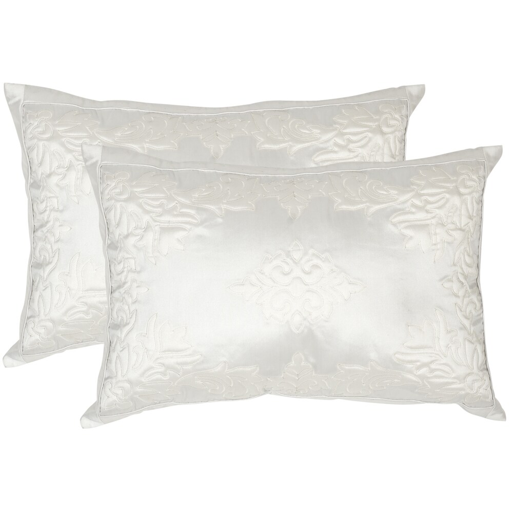 SAFAVIEH Quilted Medallion 20 Inch White Decorative Throw Pillow (Set of 2)