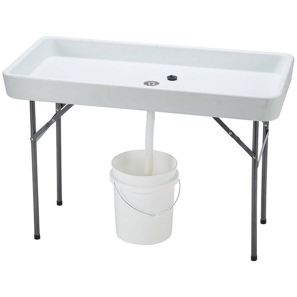 HONEY JOY White 4-legs Ice Folding Table with Matching Plastic Skirt TOPB000601