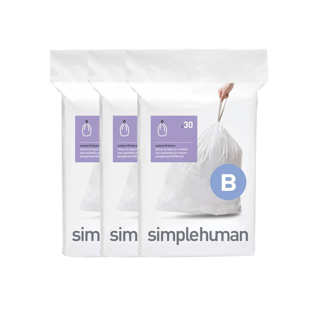 simplehuman 1.6 Gal. Custom Fit Trash Can Liner Code B (90-Count) (3-Packs of 30 Liners) CW0251