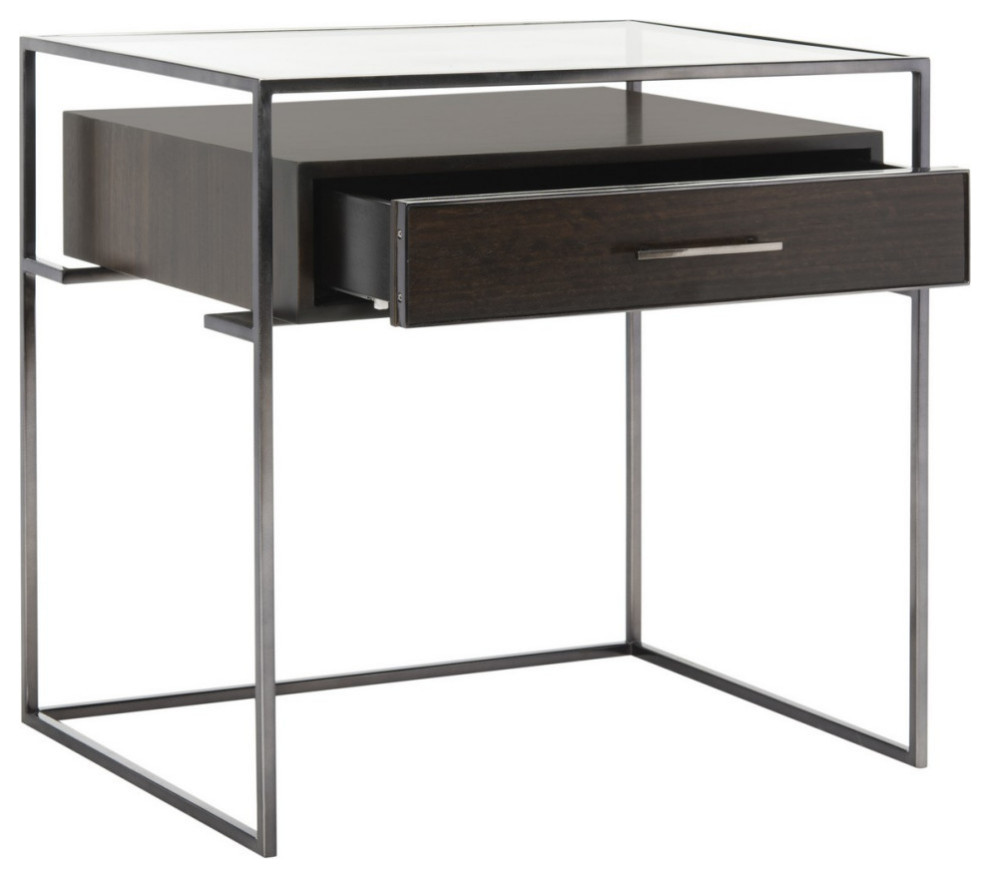 Lamar Glass Side Table   Transitional   Side Tables And End Tables   by Rustic Home Furniture Deco  Houzz