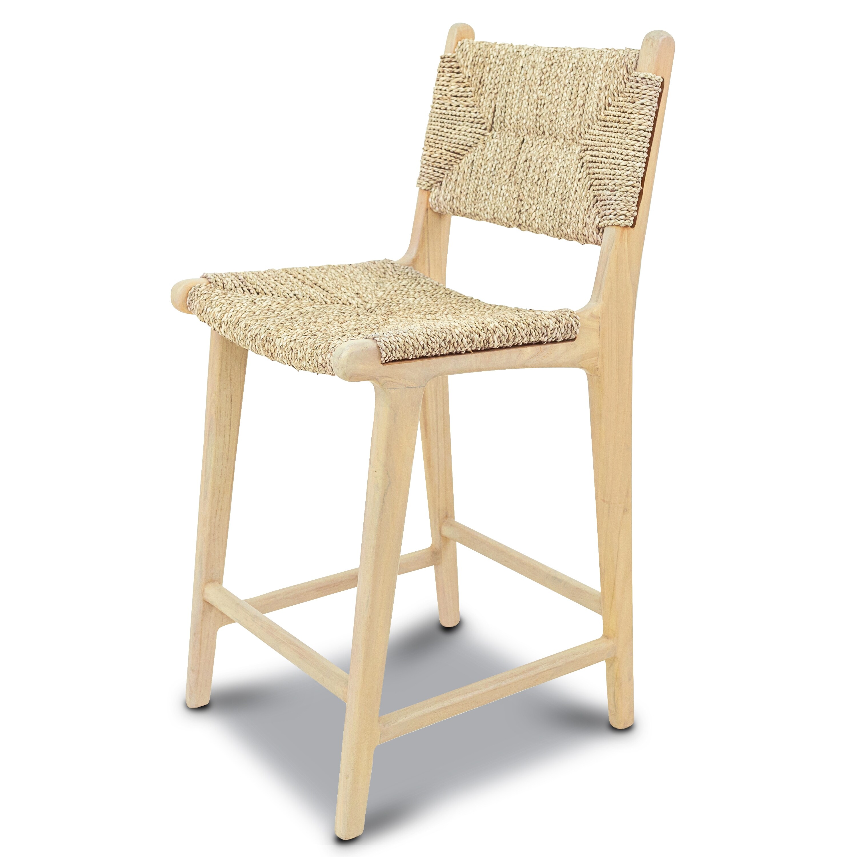 Poly and Bark Forli Teak Indoor Counter Height Stool in Natural - Solid Wood Frame