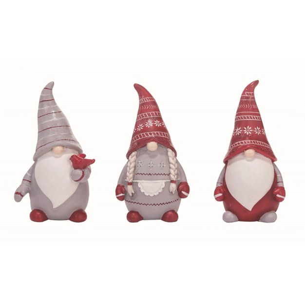 Transpac Resin Multicolored Christmas Medium Gnome Figurines Set Of 3