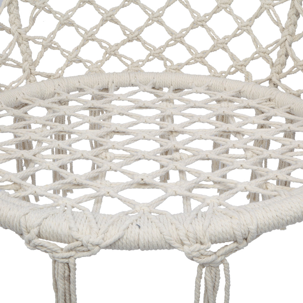 Zimtown Boho Style Rattan Chair Hanging Hammock Swing Chairs for Indoor/Outdoor, Beige, Iron Ring