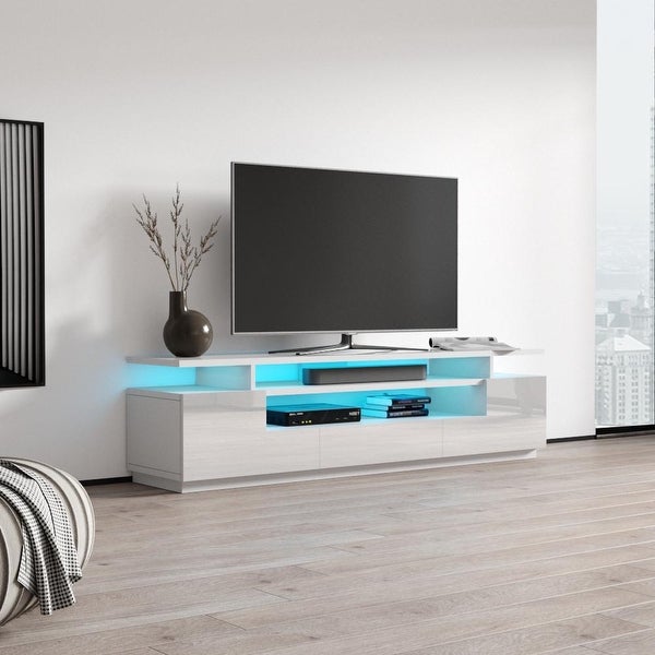 Strick and Bolton Sparkes 77-inch High Gloss TV Stand with LED Lights