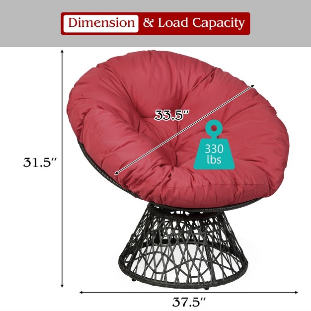 Tangkula Rattan Papasan Chair Ergonomic Chair All weather Wicker 360 degree Swivel Cushion For Outdoor amp Indoor Red black green