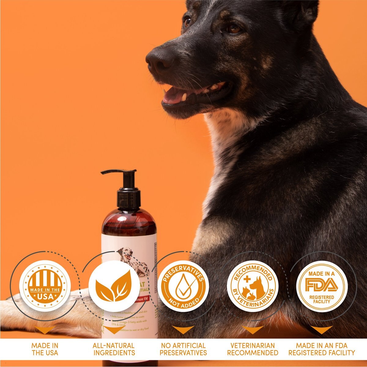 RestoraPet Skin + Coat Support Essentials Wild Alaskan Salon Oil Supplement  for Dogs， 16-oz bottle