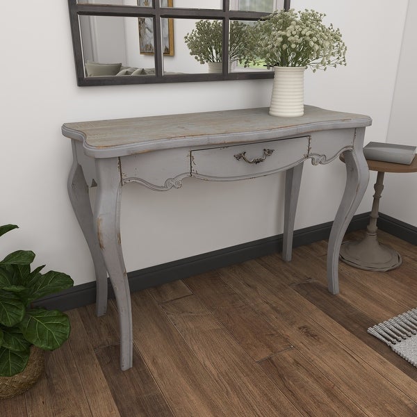 White Wood Farmhouse Console Table 31 x 43 x 17