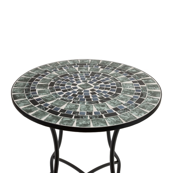 Alpine Corporation Indoor/Outdoor Marbled Glass Mosaic 3Piece Bistro Set Folding Table and Chairs Patio Seating