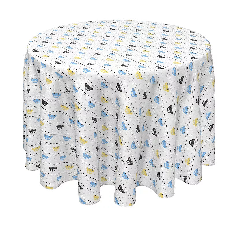 Round Tablecloth， 100% Polyester， 90 Round， Automobile Stripe