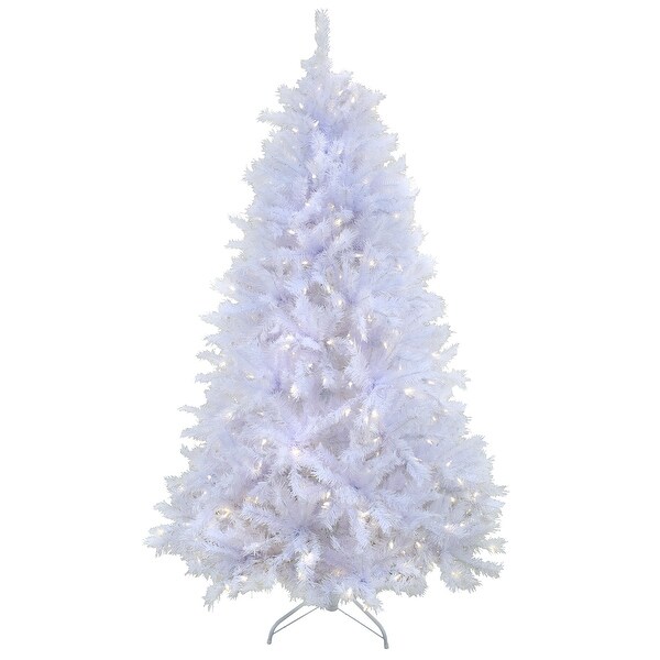 National Tree Company 9 ft. Prelit Artificial Millville White Hinged Tree with PowerConnect™，700 Dual Color® LED LightsUL