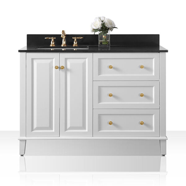 Hannah White 48-Inch Left Basin Vanity Console with Gold Hardware