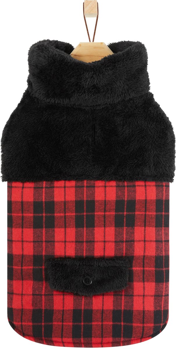 Frisco Mediumweight Plaid Faux Fur Dog and Cat Jacket