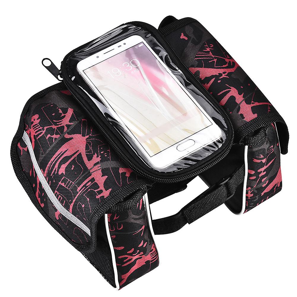 Bike Front Tube Bag Waterproof Touchable Cellphone Pouch Bicycle Accessory (red)