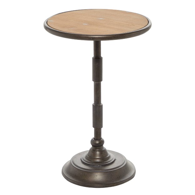 Industrial Wood Pedestal Accent Table Brown Olivia amp May